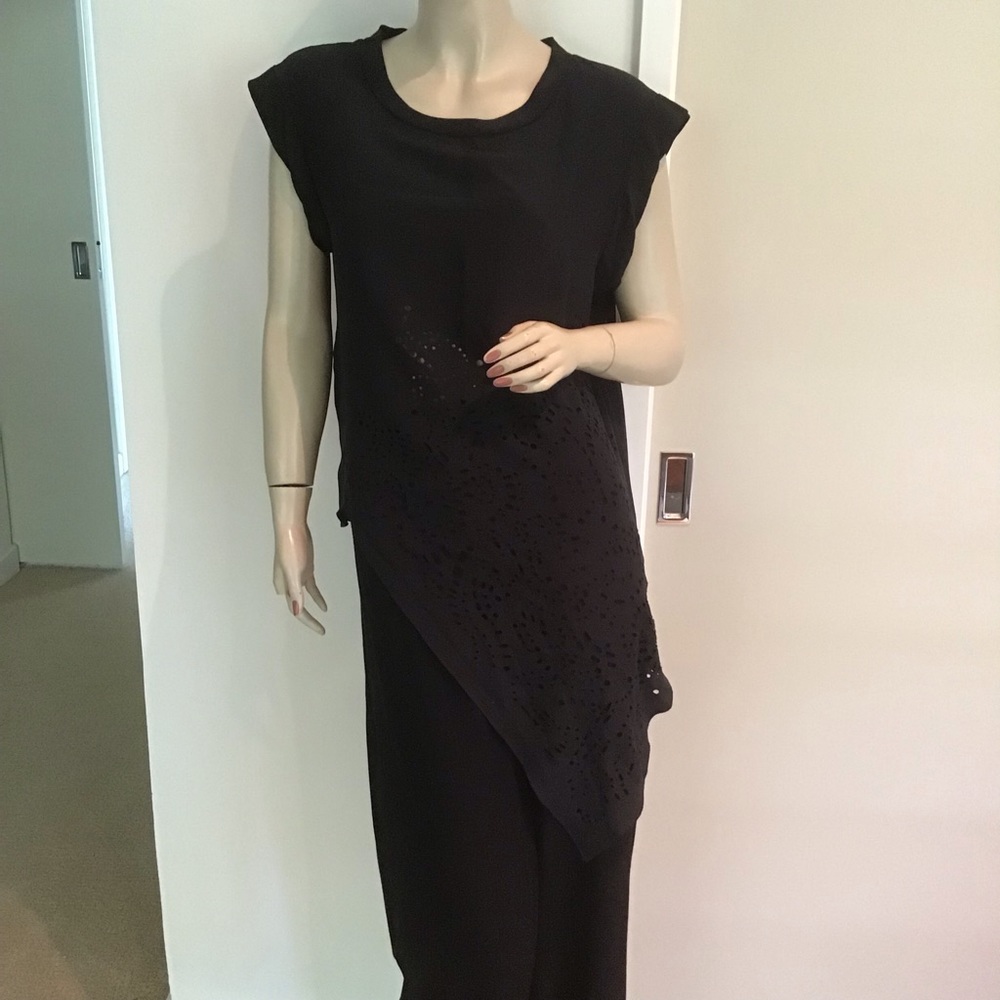 3.1 Phillip Lim Black Silk Laser Cut Blouse 6